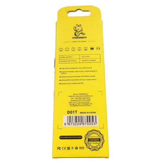 کابل شارژ Type-C برند Denmen مدل D01T